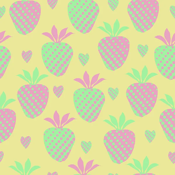 无缝图案与彩色草莓 — 图库矢量图片