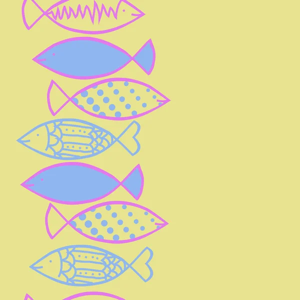 背景に魚のシームレスなセット — ストックベクタ