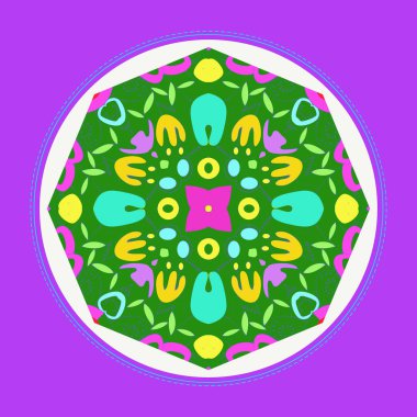 Çiçek dairesel desenli kart, sadece vektör illüstrasyon