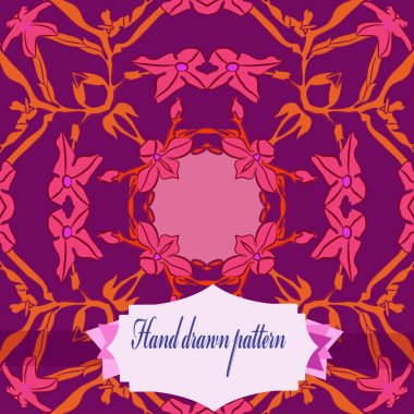 Çiçek motifi dairesel desenli kart, sadece vektör illüstrasyon