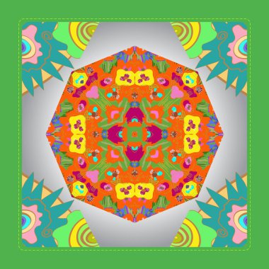 Çiçek dairesel desenli kart, sadece vektör illüstrasyon