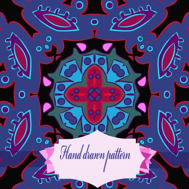 Çiçek motifi dairesel desenli kart, sadece vektör illüstrasyon