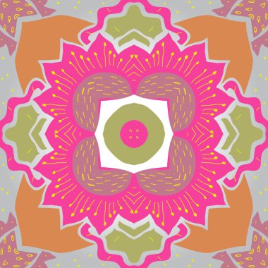 Çiçek motifi, elips, karalamalar, etiket dairesel dikişsiz desen.  