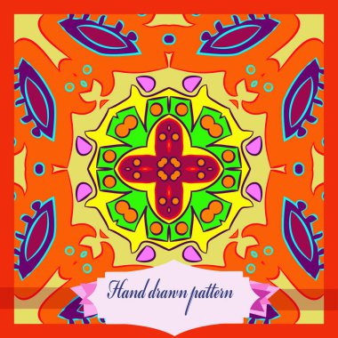 Çiçek motifi dairesel desenli kart, sadece vektör illüstrasyon