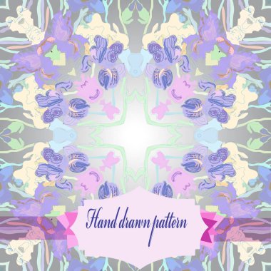 Renkli çiçek motifinin dairesel dikişsiz deseni