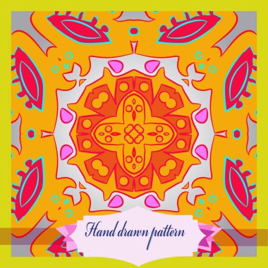 Çiçek motifi dairesel desenli kart, sadece vektör illüstrasyon