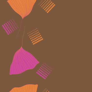 dekoratif soyut yaprak ve noktalar, çiçek arka plan dikişsiz desen kahverengi soyut vektör illüstrasyon