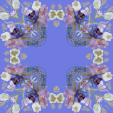 Çiçek dairesel desenli kart, sadece vektör illüstrasyon