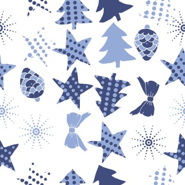 noel yıldız ve ağaçlar kümesi