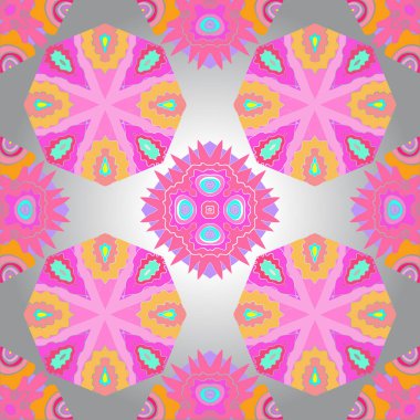 Renkli çiçek motifinin dairesel dikişsiz deseni