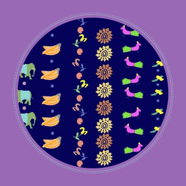 Renkli soyut motifdairesel dikişsiz desen, sadece vektör illüstrasyon