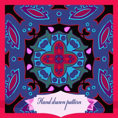 Çiçek motifi dairesel desenli kart, sadece vektör illüstrasyon