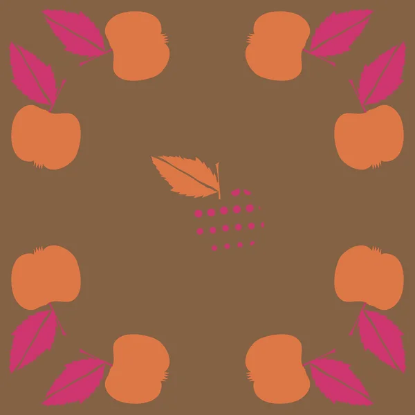 Seamless Pattern Apples Leaves — Stock Vector