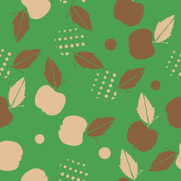 Seamless Pattern Apples Leaves — Stock Vector