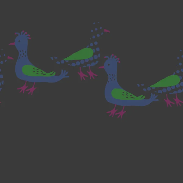 Naadloze Patroon Met Kleurrijke Vogels Vector Achtergrond — Stockvector