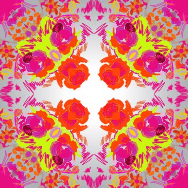 Çiçek renkli motifdairesel dikişsiz desen