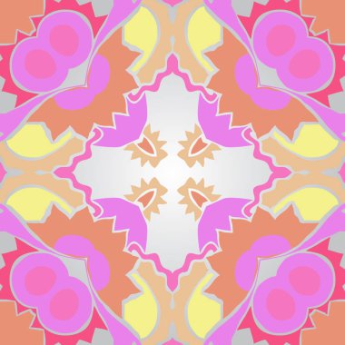 Çiçek motifi dairesel dikişsiz desen, sadece vektör illüstrasyon  