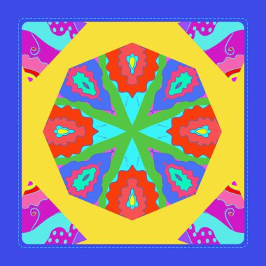 Çiçek dairesel desenli kart, sadece vektör illüstrasyon