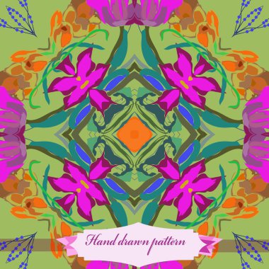 Çiçek motifinin dairesel dikişsiz deseni  