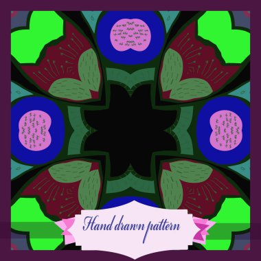 Renkli çiçek dairesel desen kartı