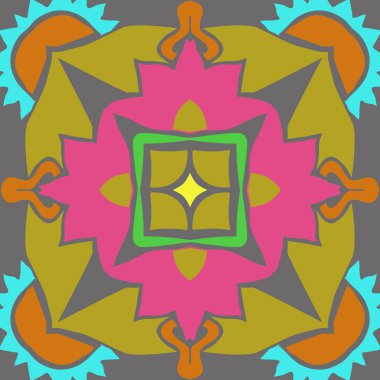 Çiçek motifi dairesel dikişsiz desen, sadece vektör illüstrasyon  