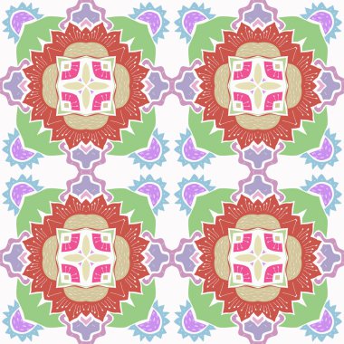 Renkli çiçek motifinin dairesel dikişsiz deseni