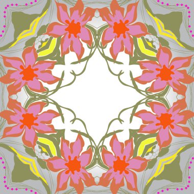 Çiçek dairesel desenli kart, sadece vektör illüstrasyon