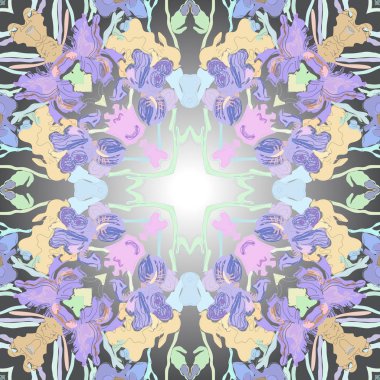 Renkli çiçek motifinin dairesel dikişsiz deseni