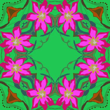 Çiçek dairesel desenli kart, sadece vektör illüstrasyon