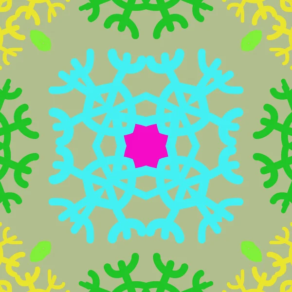 Kreisförmiges Nahtloses Muster Farbiger Motive Mit Schneeflocken Einfach Vektorillustration — Stockvektor