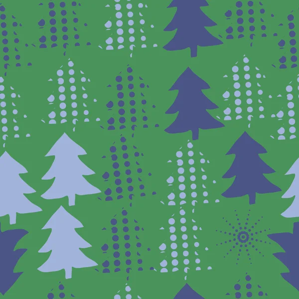 Reihe Von Weihnachtsbäumen Mit Punkten — Stockvektor