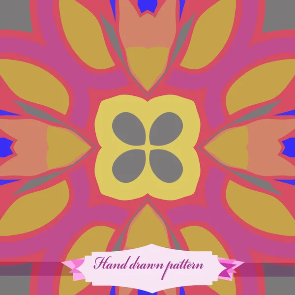 Kreisförmiges Nahtloses Muster Mit Farbigem Blumenmotiv Etikett Handgezeichnet — Stockvektor