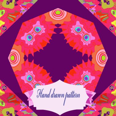 Çiçek motifleri dairesel dikişsiz desen, sadece vektör illüstrasyon