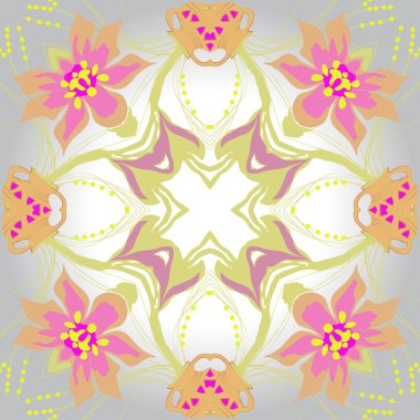 Çiçek motifinin dairesel dikişsiz deseni  