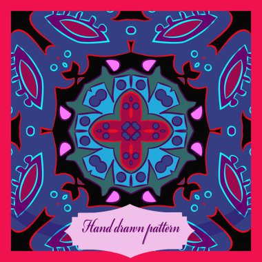 Çiçek motifi dairesel desenli kart, sadece vektör illüstrasyon