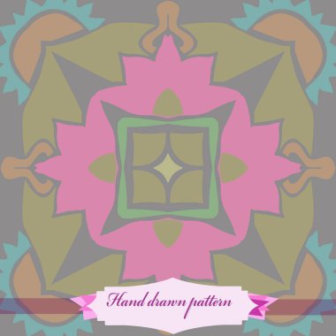 Çiçek motifi dairesel dikişsiz desen, sadece vektör illüstrasyon  