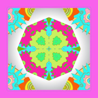 Çiçek dairesel desenli kart, sadece vektör illüstrasyon