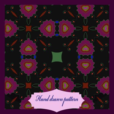 Çiçek dairesel motifkartı, dalları, dalları, elips. 