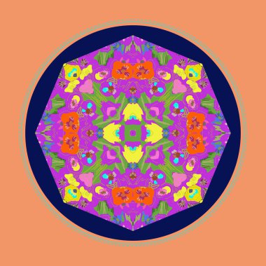 Çiçek dairesel desenli kart, sadece vektör illüstrasyon