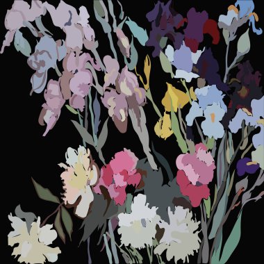 Soyut basit çiçekler ve yaprakları Dikişsiz desen