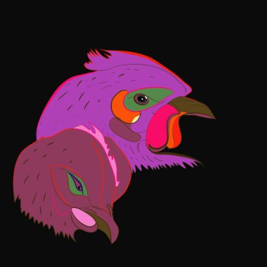 Soyut basit tavuk kafaları Dikişsiz desen