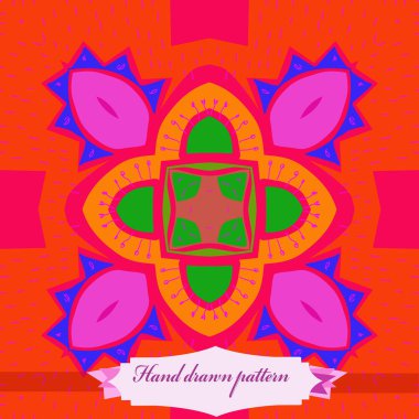 Çiçek motifi dairesel dikişsiz desen, sadece vektör illüstrasyon  