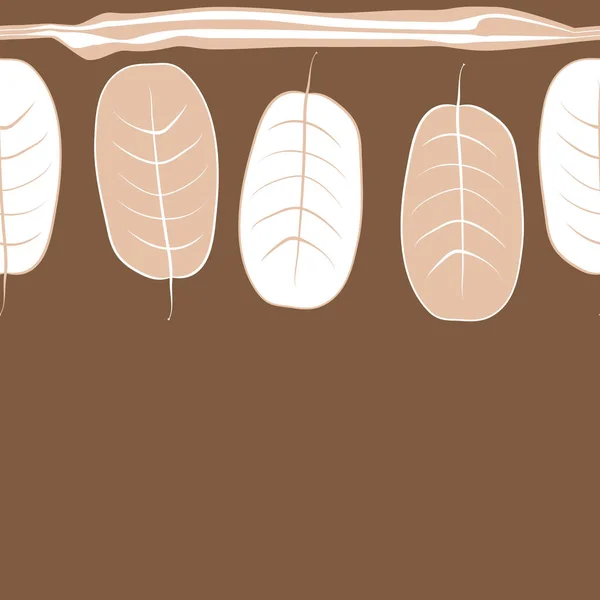 Nahtlose Reihe Von Baumblättern Auf Dem Hintergrund — Stockvektor