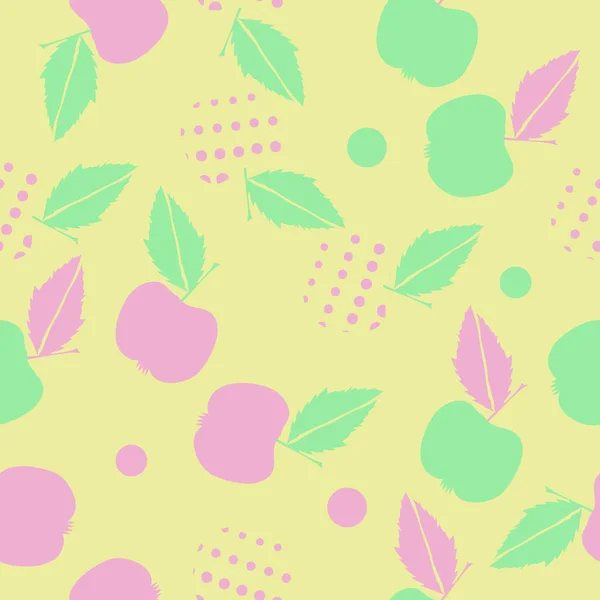 Nahtloses Muster Mit Äpfeln Und Blättern — Stockvektor