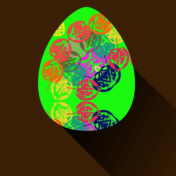 Huevo Pascua Con Adornos Florales Sobre Fondo — Vector de stock