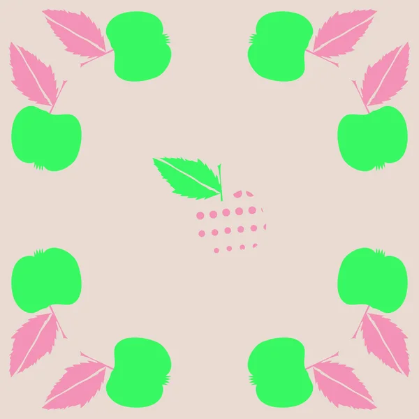 无缝模式与苹果和叶子 — 图库矢量图片