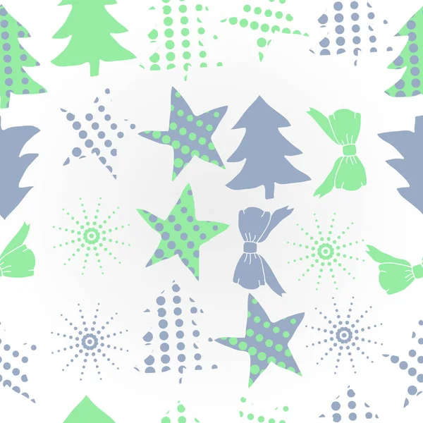 Uppsättning Julstjärnor Och Träd — Stock vektor