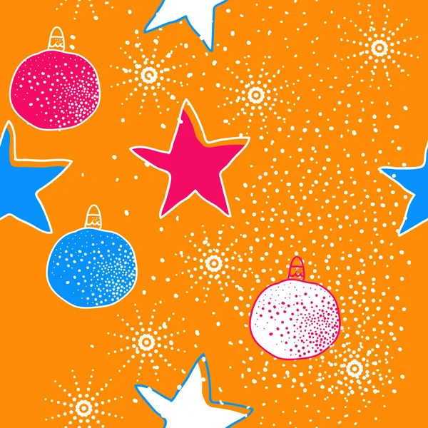 Christmas Stars Baubles Background Dots — Stock Vector