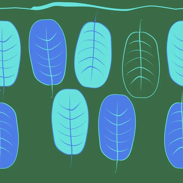 Nahtlose Reihe Von Baumblättern Auf Dem Hintergrund — Stockvektor