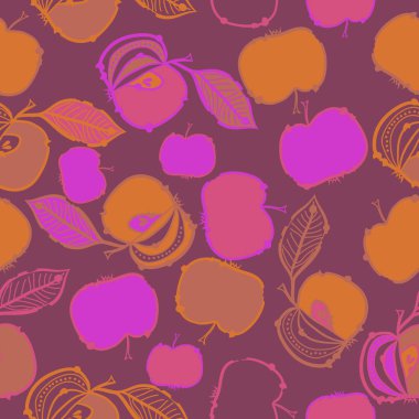 elma ve yaprakları, vektör çizim ile Seamless Modeli